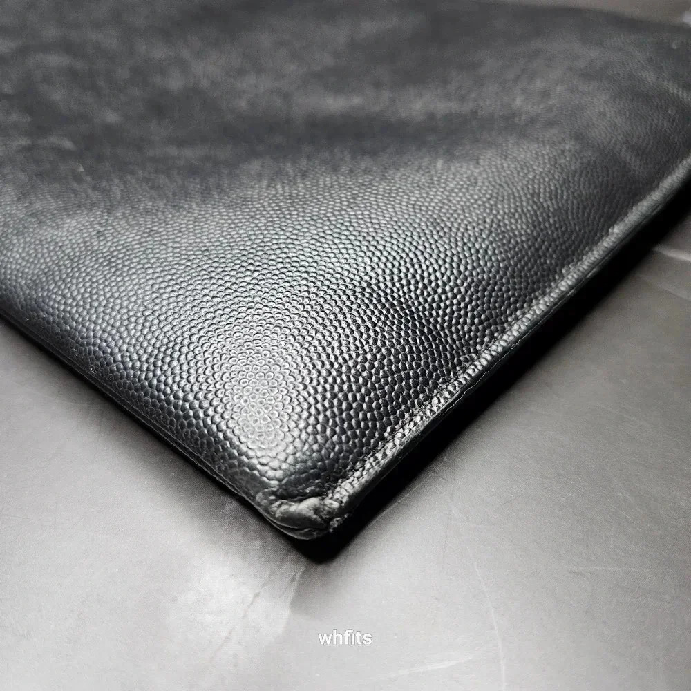 Yves Saint Laurent Black Leather Zipper Portfolio Clutch - Picture 10 of 12